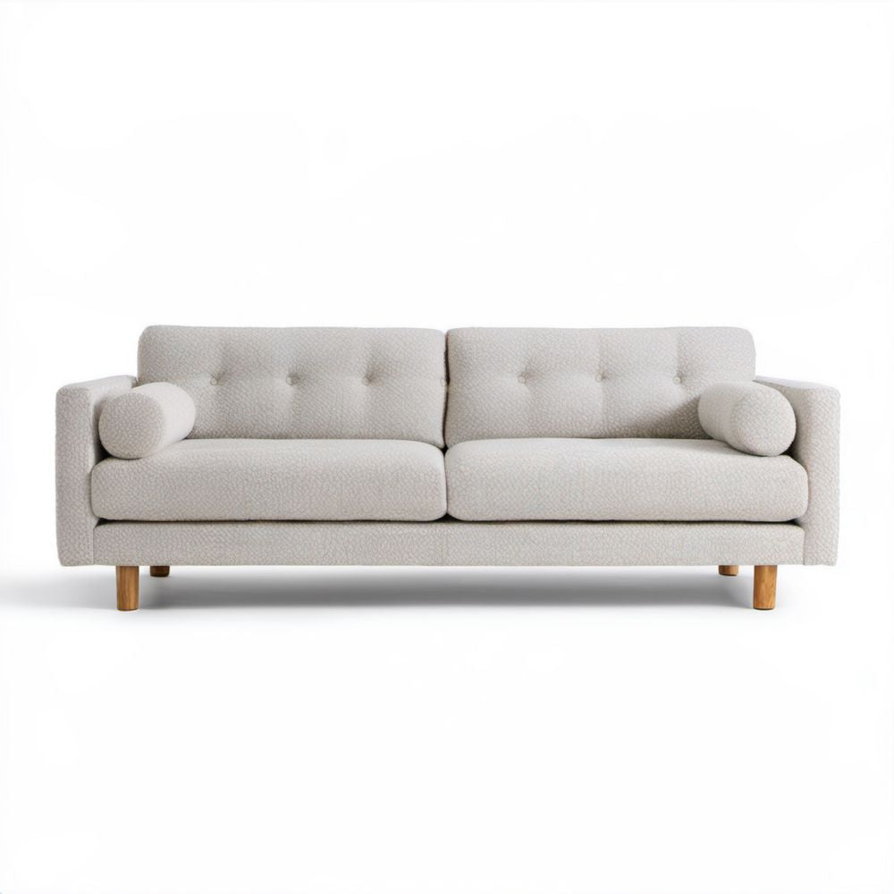 Kremowa sofa 3-osobowa z poliestru bouclé 200 x 88 x 82 cm