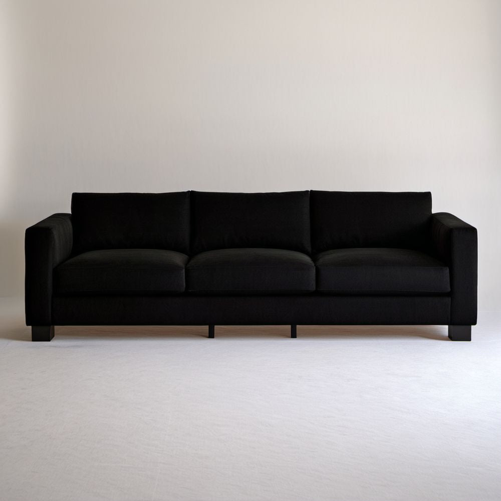 Sofa trzyosobowa czarna z obiciem poliestrowym 220 × 90 × 85 cm