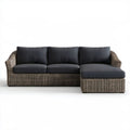 Ogrodowa sofa narożna z technorattanu z leżanką brązowo-antracytowa 230 × 150 × 85 cm